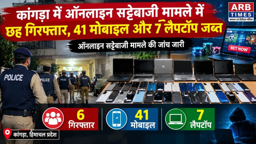 कांगड़ा में ऑनलाइन सट्टेबाजी का भंडाफोड़: बीरता में पुलिस की दबिश, 6 गिरफ्तार और गैजेट्स जब्त